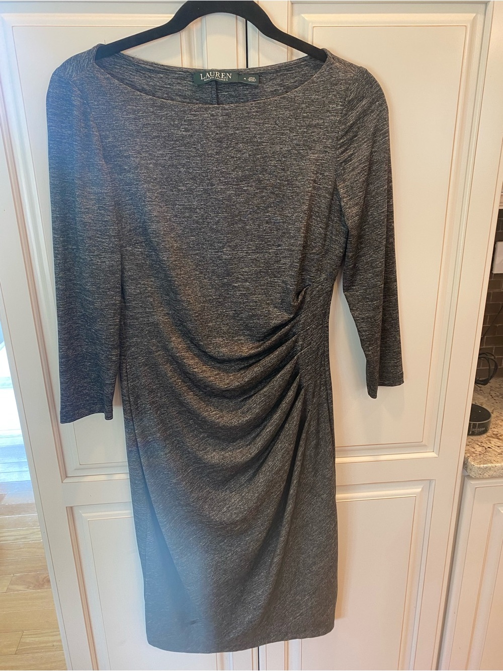 Ralph Lauren Heather Charcoal Ruched Sheath Dress